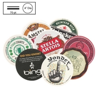 4" round beverage coaster made of natural-colored, high-density disposable...