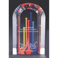 Arch shaped award made of optical crystal with smooth edges and... from ASI...