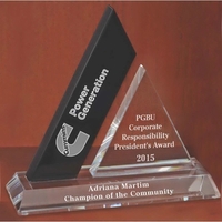 7" x 7.5" optical crystal award with an ebony accent.... from ASI 71920...