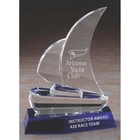 Award in the shape of a sailboat made of blue and... from ASI 71920 Moderne...