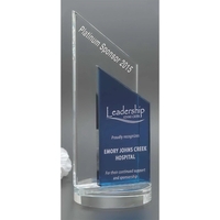 9.75" x 4" optical crystal award with a striking colored accent.... from ASI...