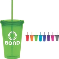 16 oz. double-walled colored tumbler with color straw and lid.... from ASI...