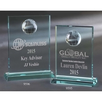 Jade glass award with a sliced globe attached to the top.... from ASI 71920...