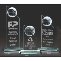 Angled tower award made of jade glass with a sliced globe... from ASI 71920...