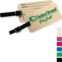 Aluminum Luggage Tag with Leather Strap