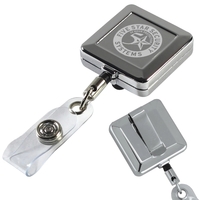 32" Square Chrome Solid Metal Retractable Badge Reel