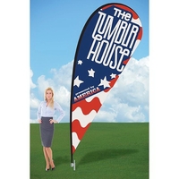 Single-Side 12' Teardrop Flag w/Ground Stake- Dye Sublimated