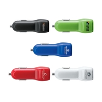 Compact 3.1A USB automobile charger has two ports and LED power... from ASI...