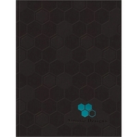 8.5" x 11" perfect-bound notebook with textured linen front cover, foil......