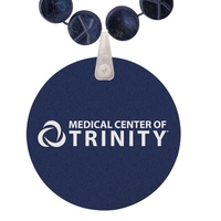 Necklace with hockey puck shaped beads and a customizable 2.5" white... from...