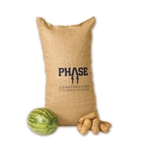 Large jute/burlap potato sack with flat construction and no top closure.......