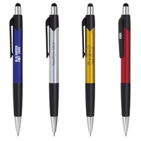 Plastic click action ballpoint pen with soft touch stylus.... from ASI 31517...
