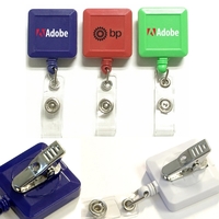 Square 26" retractable badge holder with metal clip on the back.... from ASI...