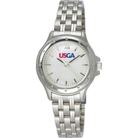 Ladies' silver stainless steel watch with three different dial color...