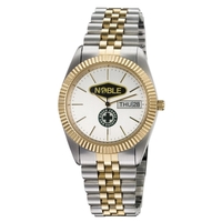 Two-tone watch with a stainless steel case, matching bracelet, Japanese...