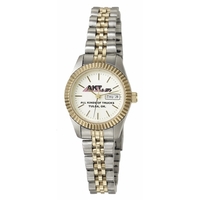 Two-tone watch with a stainless steel case, matching bracelet, Japanese...