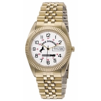 Gold tone watch with a stainless steel case, matching solid bracelet,... from...