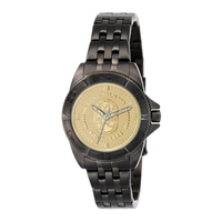 Women's black IP plated stainless steel watch with water resistance,...