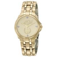 Gold stainless steel watch with sapphire crystal, medallion dial, USA...