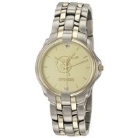 Two-tone gold-plated stainless steel medallion watch with date function and...