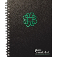 8.5" x 11" wire-bound notebook with textured metallic cover, foil imprint......