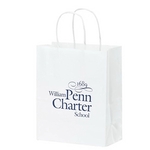White Kraft Paper Shopper Bag - Flexo Ink