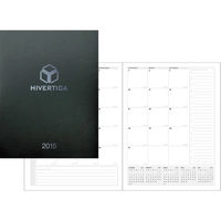 Flexible Monthly Leatherette Planner that measures 8.25" x 10.75" and...