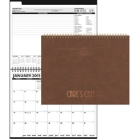 Horizontal Leather monthly planner with foil or deboss imprint, 15... from...