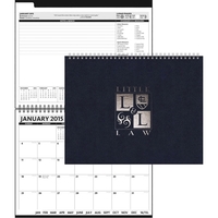 Horizontal monthly leatherette 2-piece planner with foil imprint, 15 blank...