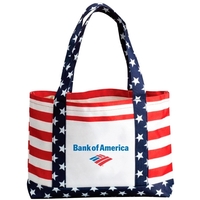 Large carry tote with stars and stripes pattern print. Constructed with......
