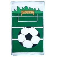 28" x 40" decorative applique flag with soccer design, pre-sewn leather......