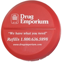 2 3/4" round polypropylene pill cutter offered in multiple product colors.......