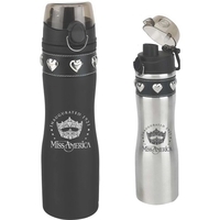 24 ounce stainless steel water bottle with a drink-thru lid, carabiner......
