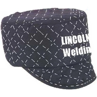Deluxe quilted muslin welder's cap with flat top design and matching... from...