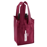 7" x 11" x 7" 4-bottle non-woven polypropylene wine tote with... from ASI...