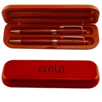 Wood pen and pencil set, twist style ballpoint pen and .7mm... from ASI 31570...
