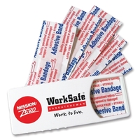 Plastic bandage dispenser containing 5* 3'' latex free sterile bandages.......