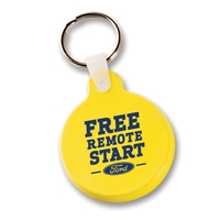 This plastic round shaped key-ring is flexible and available in 4... from ASI...