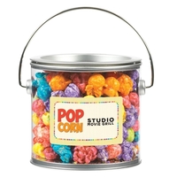 Large customizable paint can-shaped container filled with flavored (colored)...