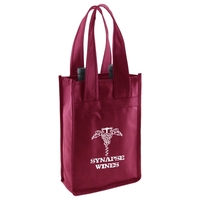 7" x 11" x 3.5" 2-bottle non-woven polypropylene wine tote with... from ASI...