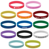 Silicone wristbands with pad printed graphics; offered in a variety of......