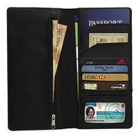 Black passport case made of Nappa leather featuring multiple pockets and......