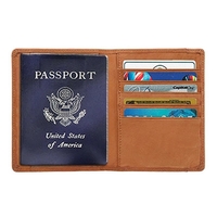 Full grain Vacqueta leather passport wallet with outside file pocket, 5......