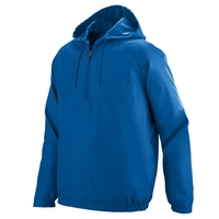 Adult half-zip style hooded pullover made of polyester with raglan...