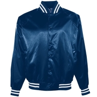 Adult Satin Baseball Jacket/Striped Trim