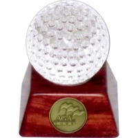 Crystal & Rosewood Golf Ball Trophy