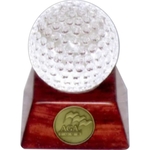 Crystal & Rosewood Golf Ball Trophy