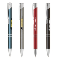 Stylish plunge action metal pen with polish silver accents.... from ASI 40544...