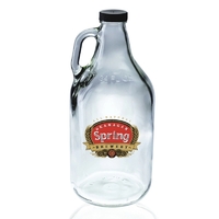 64 oz. clear flint handle glass beer growler with screw-on lid.... from ASI...