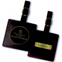 3" Square Leather Bag Tag with 2" Medallion